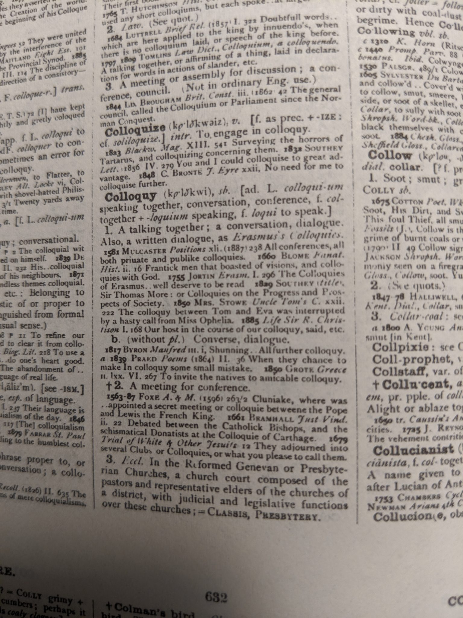 Definition of colloquy in the OED
