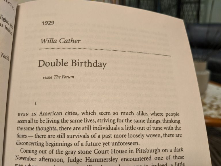 Willa Cather "Double Birthday" Opening