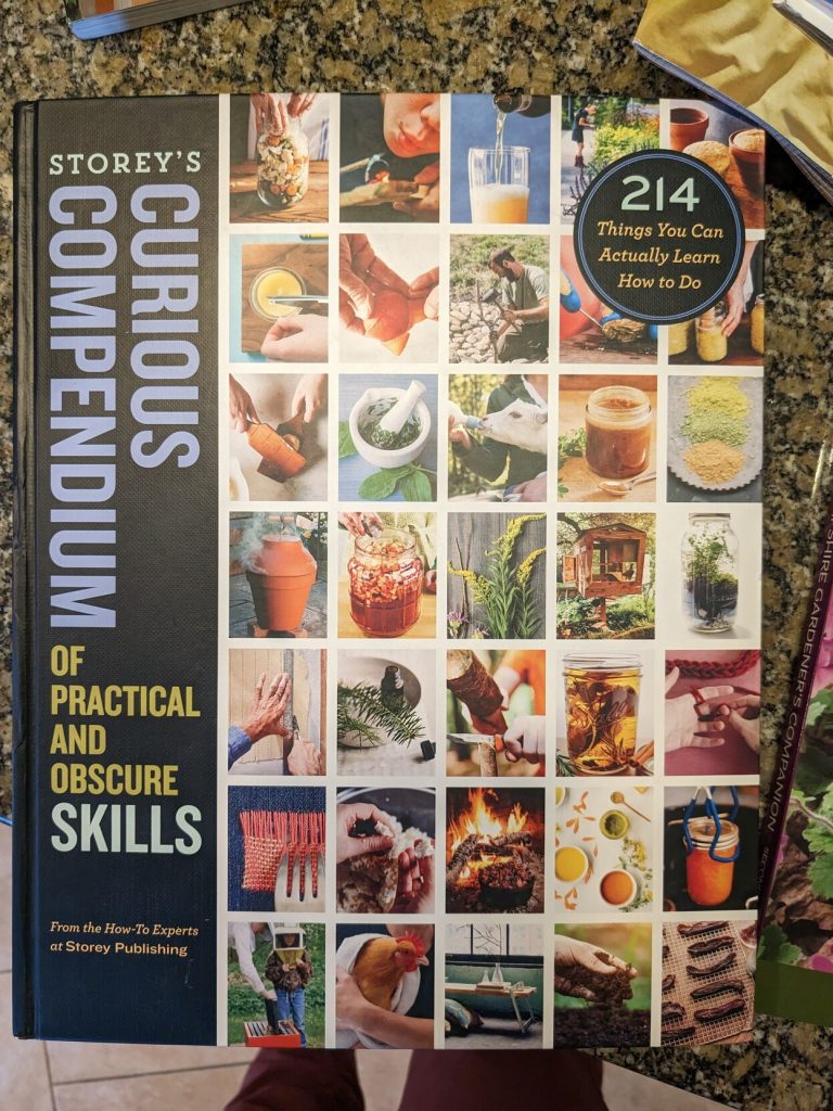 The cover of a hardcover book called Storey's Curious Compendium of Practical and Obscure Skills
